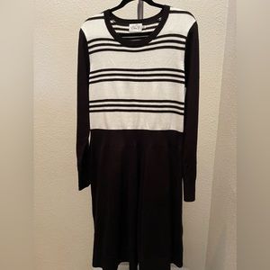 Black and white striped sweater dress